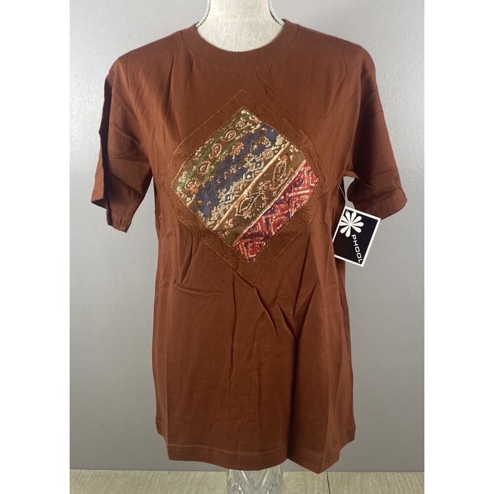 PHOOL Patchwork Style Designer Tee Shirt Women's Size S Style 8342 NWT